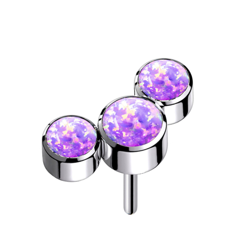Threadless argento tre opali viola