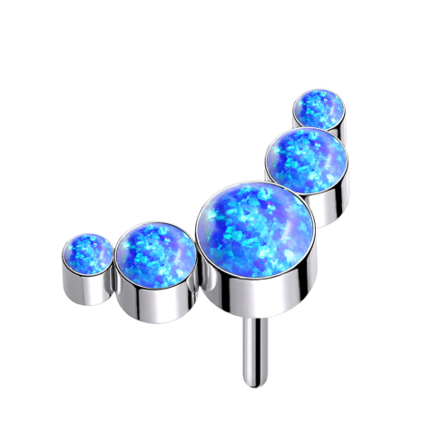 Threadless silber fünf Opale blau