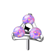 Sans filetage argent triangle trois opales violettes