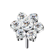 Threadless silber Blume Kristalle silber