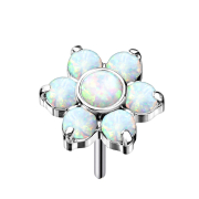 Threadless silber Blume Opale weiss