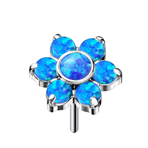 Threadless silber Blume Opale blau