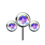 Sans filetage argent avant trois cristaux multicolores