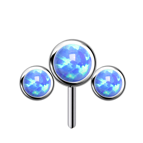 Threadless silber front drei Opale blau