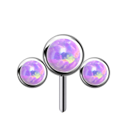 Threadless silber front drei Opale violett