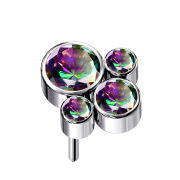 Threadless silber vier Kristalle dunkel multicolor