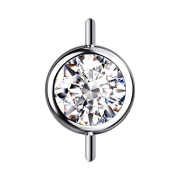 Threadless connector cylinder silver front with crystal...