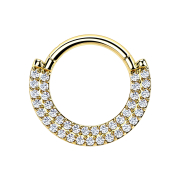 Micro Segmentring klappbar vergoldet Schild doppel front...