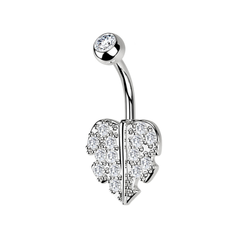 Banane silber Herzblatt mit Kristallen