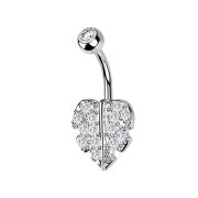 Banane argent feuille de cœur avec cristaux