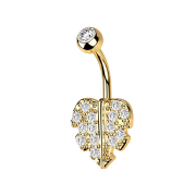 Banane dorée feuille de cœur avec cristaux