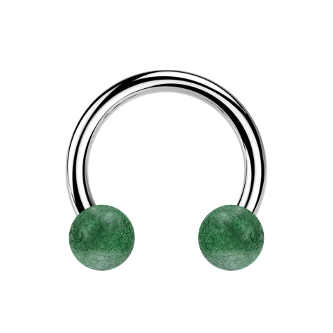 Micro Circular Barbell internal thread silver with two balls jade stone