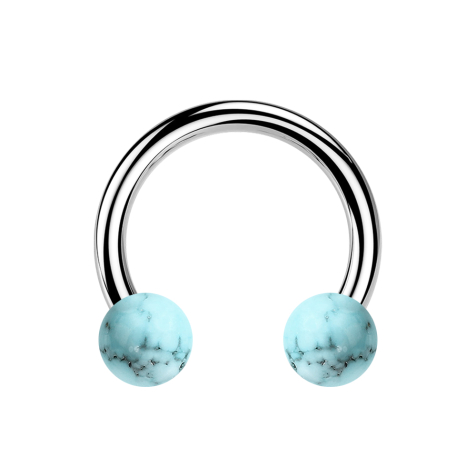 Micro Circular Barbell filet intérieur argent avec deux boules pierre turquoise