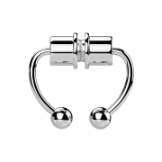 Faux septum aimant argent Circular Barbell avec deux boules