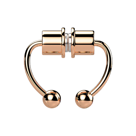 Falso setto magnetico in oro rosa, bilanciere circolare con due sfere