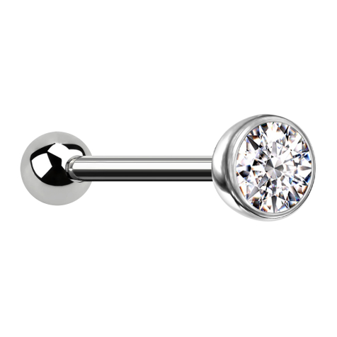 Barbell micro sans filetage argenté avec boule et boule avec cristal argenté