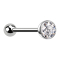 Micro Threadless Barbell silber mit Kugel und Kugel mit Kristall silber