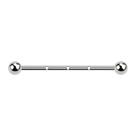 Barbell silver 1.2 mm internal thread silver and three 0.8 mm threaded holes with two balls