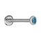 Micro labret filo interno argento con emisfero in cristallo azzurro