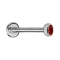 Micro labret internal thread silver with hemisphere crystal red