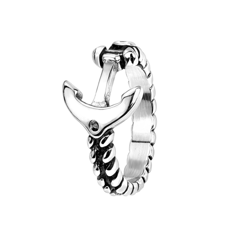 Anneau argent ancre et corde