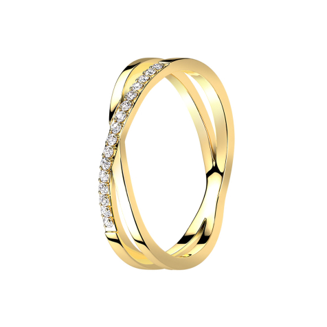 Anello X placcato oro con cristalli