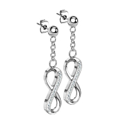 Boucles doreilles argent pendentif boule infini avec...