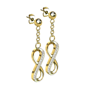 Gold-plated stud earrings ball pendant infinity with...