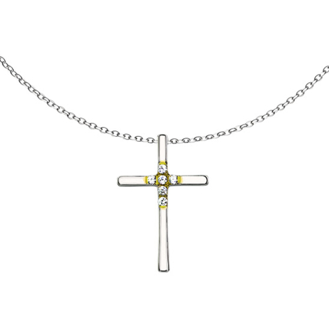 Kette silber Anhänger Kreuz mit Kristall
