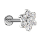 Micro Labret Internal Thread Silver with Flower Crystals Silver