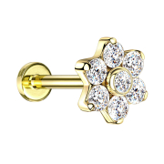 Micro Labret Innengewinde vergoldet mit Blume Kristalle...