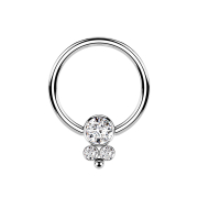 Ball closure ring silver disk with three crystals