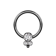Ball Closure Ring noir disque avec trois cristaux