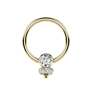 Ball Closure Anneau disque doré avec trois cristaux