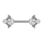 Threadless Barbell argent Boules avec deux cristaux argent