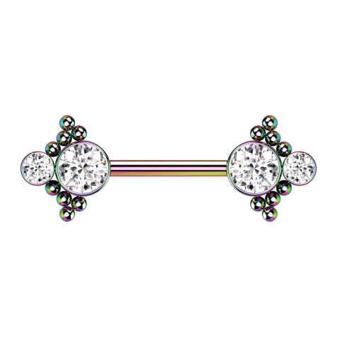 Threadless Barbell boules de couleur avec deux cristaux dargent