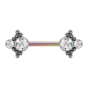 Threadless Barbell boules de couleur avec deux cristaux...