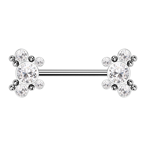 Bilanciere Threadless in argento con cinque cristalli dargento