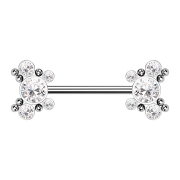 Bilanciere Threadless in argento con cinque cristalli...