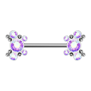 Threadless barbell silver balls with five multicolor...