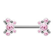 Threadless Barbell silber Kugeln mit fünf Kristallen...