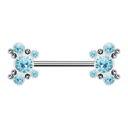 Threadless Barbell silber Kugeln mit fünf Kristallen...