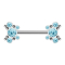 Threadless Barbell argent boules avec cinq cristaux aqua