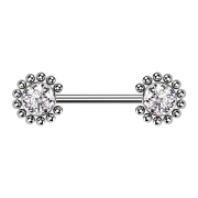 Threadless Barbell silber Sonne Kugeln mit Kristall silber