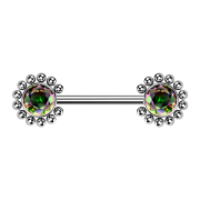 Threadless Barbell silver sun balls with crystal dark...
