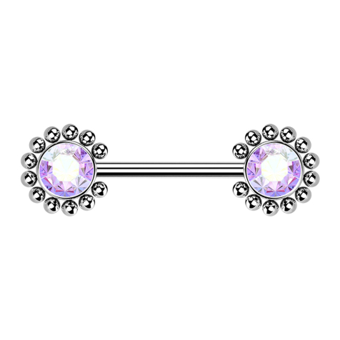 Threadless Barbell silber Sonne Kugeln mit Kristall multicolor