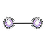 Threadless Barbell silver sun balls with crystal multicolor