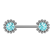 Threadless Barbell silver sun balls with crystal aqua