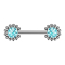 Threadless Barbell silver sun balls with crystal aqua