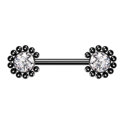 Threadless Barbell black sun balls with crystal silver